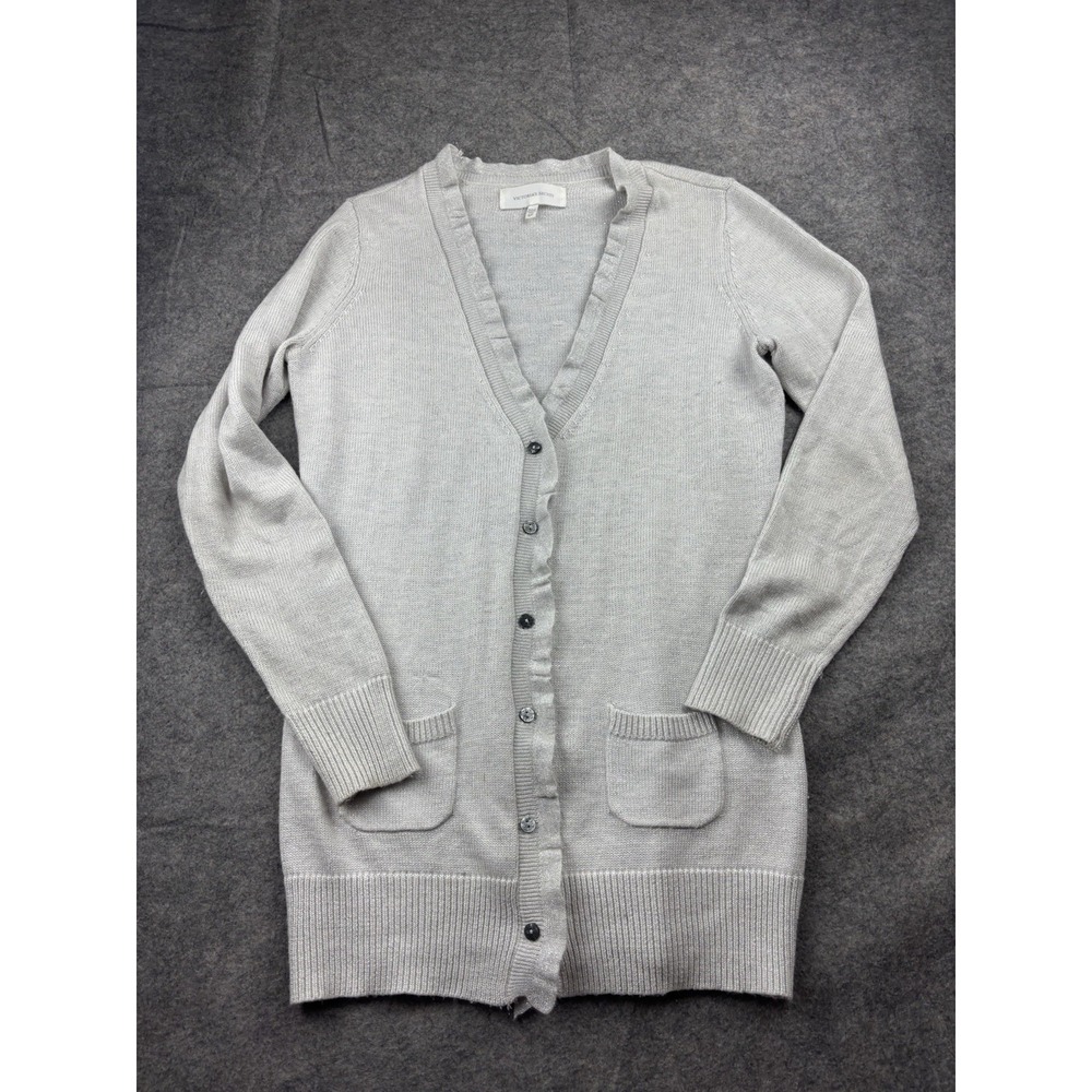 Victoria Secret Womens S Button Ruffle Glitter Cardigan Knit Coquette Preppy SEE